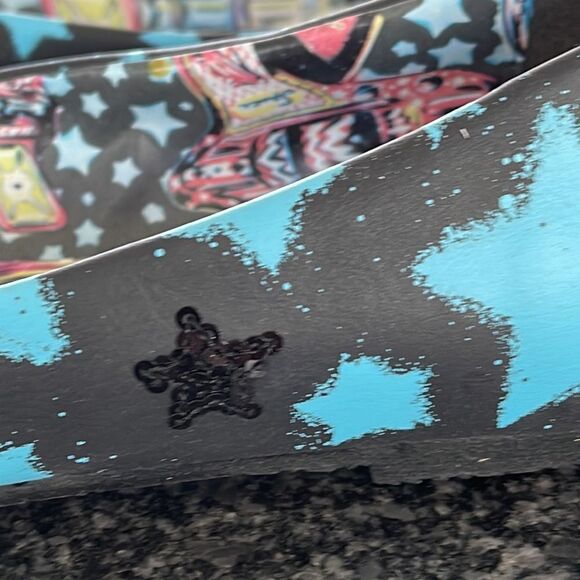 IRON FIST Rayplay Peep Toe flats blue and black shoes with stars BNIB - Picture 7 of 8